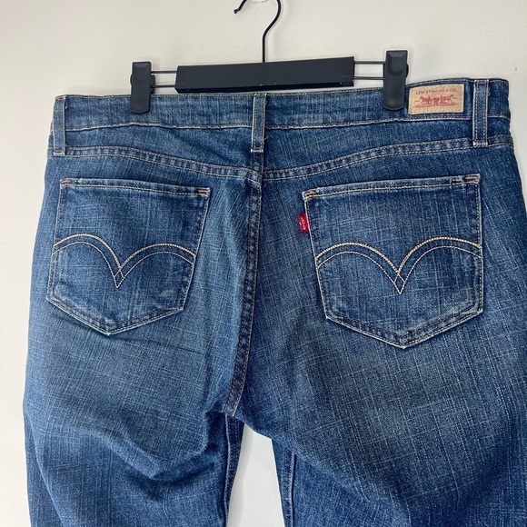 Levi’s Superlow 518 jeans flare true blue wash jean size 13 Long  wide leg - Picture 6 of 12
